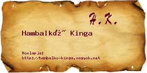 Hambalkó Kinga névjegykártya